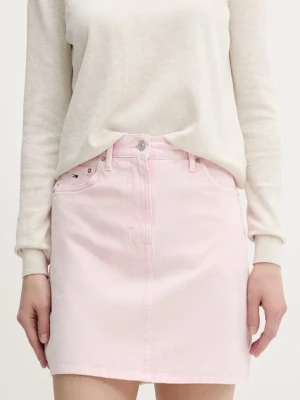 Tommy Jeans spódnica jeansowa kolor różowy mini prosta DW0DW20607