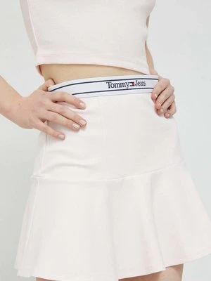 Tommy Jeans spódnica kolor różowy mini rozkloszowana