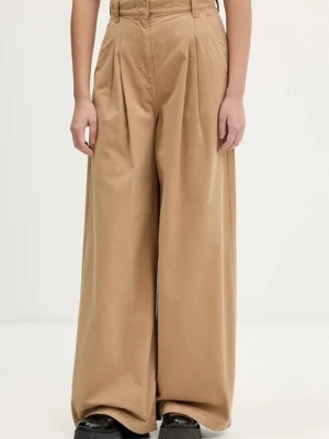 Tommy Jeans spodnie bawełniane damskie kolor zielony szerokie high waist DW0DW22634