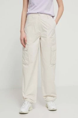 Tommy Jeans spodnie damskie kolor beżowy proste high waist DW0DW17769