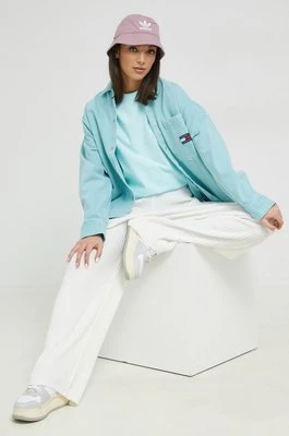 Tommy Jeans spodnie damskie kolor biały szerokie high waist