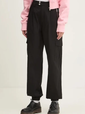Tommy Jeans spodnie damskie kolor czarny fason cargo high waist DW0DW18592