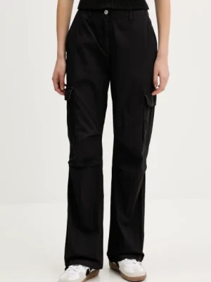 Tommy Jeans spodnie damskie kolor czarny szerokie high waist DW0DW20350