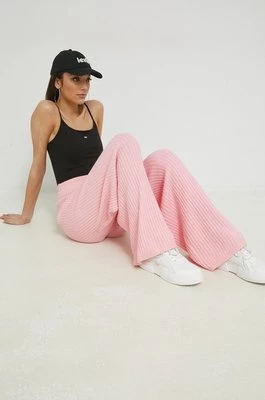 Tommy Jeans spodnie damskie kolor różowy szerokie high waist