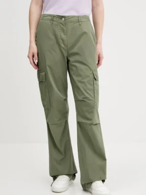Tommy Jeans spodnie damskie kolor zielony szerokie high waist DW0DW20350