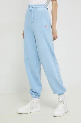 Tommy Jeans spodnie dresowe bawełniane damskie kolor niebieski z aplikacją