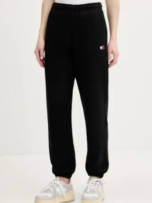 Tommy Jeans spodnie dresowe bawełniane dziecięce damskie kolor czarny gładkie DW0DW20679