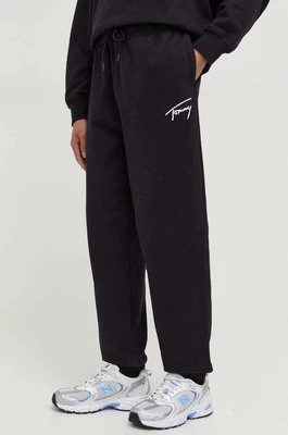 Tommy Jeans spodnie dresowe bawełniane kolor czarny gładkie DM0DM18356