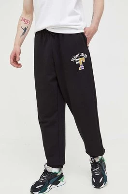 Tommy Jeans spodnie dresowe bawełniane kolor czarny z aplikacją