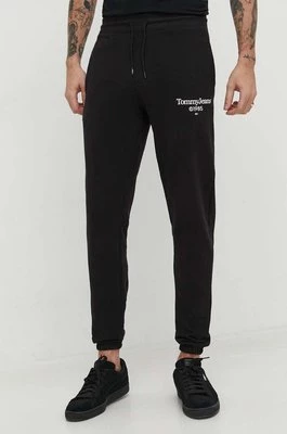 Tommy Jeans spodnie dresowe bawełniane kolor czarny z nadrukiem DM0DM18935
