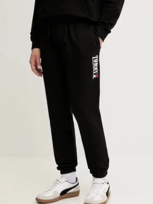 Tommy Jeans spodnie dresowe bawełniane męskie kolor czarny z nadrukiem DM0DM22145