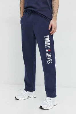 Tommy Jeans spodnie dresowe bawełniane męskie kolor granatowy z aplikacją