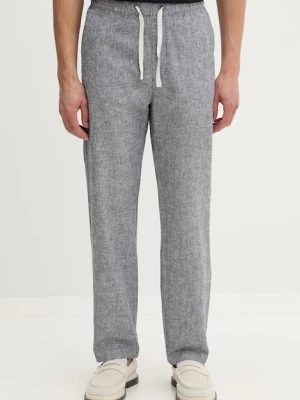 Tommy Jeans spodnie męskie z lnem granatowy