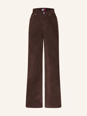 Tommy Jeans Spodnie Sztruksowe Claire braun