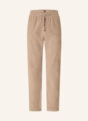 Tommy Jeans Spodnie Sztruksowe Isaac W Stylu Dresowym Slim Fit beige