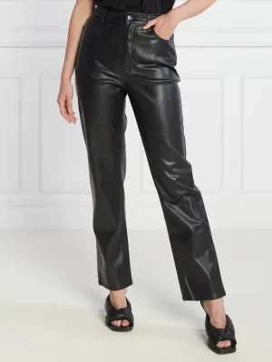Tommy Jeans Spodnie TJW JULIE PLEATHER | Straight fit | high rise