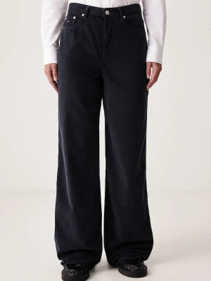 Tommy Jeans spodnie wide leg damskie sztruksowe granatowy