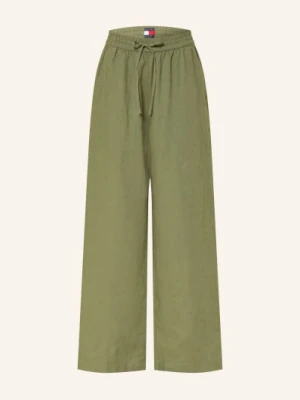 Tommy Jeans Spodnie Z Lnu gruen
