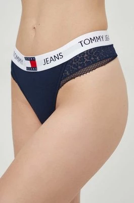 Tommy Jeans stringi kolor granatowy z koronki UW0UW05159