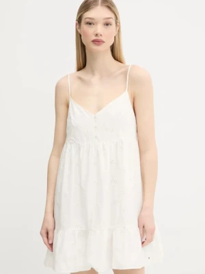 Tommy Jeans sukienka bawełniana kolor beżowy mini rozkloszowana DW0DW21165