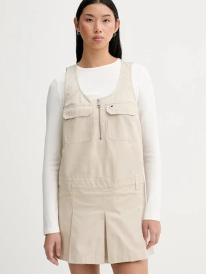 Tommy Jeans sukienka bawełniana kolor beżowy mini rozkloszowana DW0DW21949