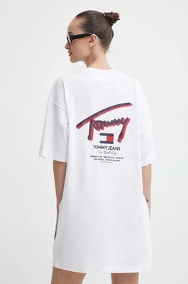 Tommy Jeans sukienka bawełniana kolor biały mini oversize DW0DW18095