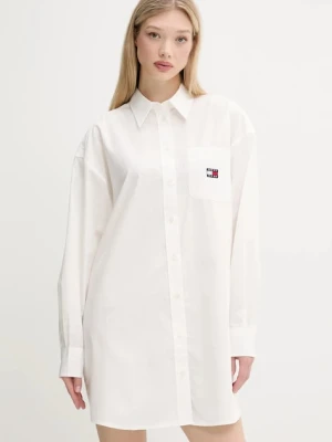 Tommy Jeans sukienka bawełniana kolor biały mini oversize DW0DW21122
