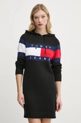 Tommy Jeans sukienka bawełniana kolor czarny mini dopasowana DW0DW19470