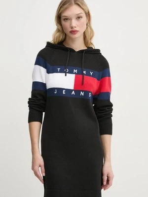 Tommy Jeans sukienka bawełniana kolor czarny mini dopasowana DW0DW19470