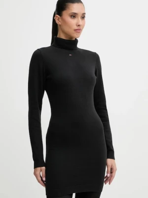 Tommy Jeans sukienka bawełniana kolor czarny mini dopasowana DW0DW21958