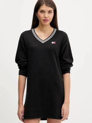 Tommy Jeans sukienka bawełniana kolor czarny mini prosta DW0DW21909