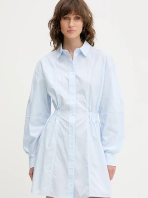 Tommy Jeans sukienka bawełniana kolor niebieski mini rozkloszowana DW0DW21744