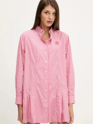Tommy Jeans sukienka bawełniana kolor różowy mini rozkloszowana DW0DW21786