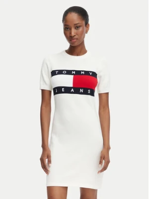 Tommy Jeans Sukienka codzienna Flag DW0DW22853 Biały Slim Fit