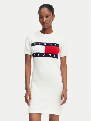 Tommy Jeans Sukienka codzienna Flag DW0DW22853 Biały Slim Fit