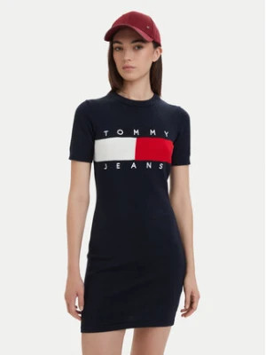 Tommy Jeans Sukienka codzienna Flag DW0DW22853 Granatowy Slim Fit