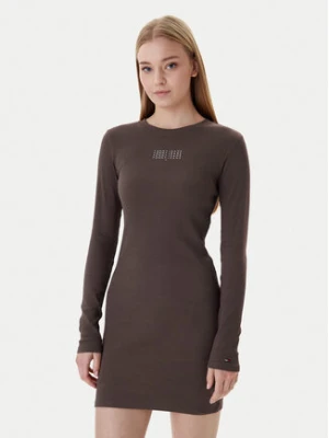 Tommy Jeans Sukienka codzienna Linear DW0DW21902 Brązowy Slim Fit