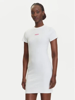 Tommy Jeans Sukienka codzienna Script DW0DW21186 Écru Slim Fit