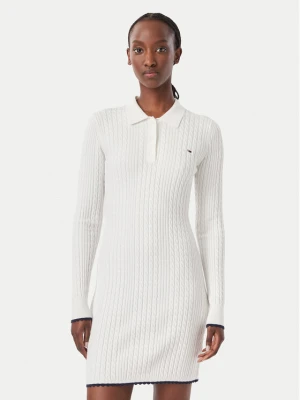 Tommy Jeans Sukienka dzianinowa DW0DW23317 Biały Slim Fit