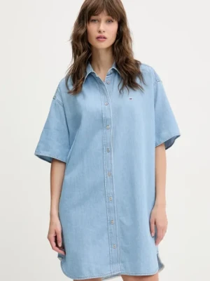 Tommy Jeans sukienka jeansowa kolor niebieski mini oversize DW0DW20112