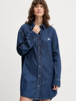 Tommy Jeans sukienka jeansowa kolor niebieski mini oversize DW0DW21420