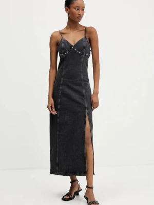Tommy Jeans sukienka jeansowa kolor szary maxi rozkloszowana DW0DW21634
