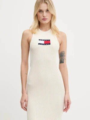 Tommy Jeans sukienka kolor beżowy maxi dopasowana DW0DW20877