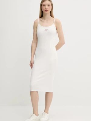Tommy Jeans sukienka kolor beżowy midi dopasowana DW0DW20330