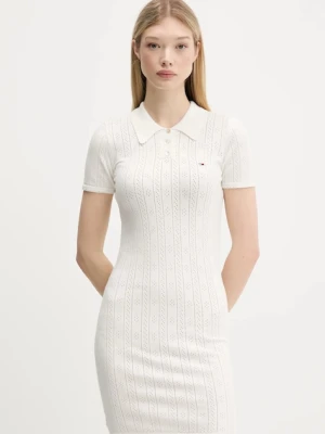 Tommy Jeans sukienka kolor beżowy mini dopasowana DW0DW20874