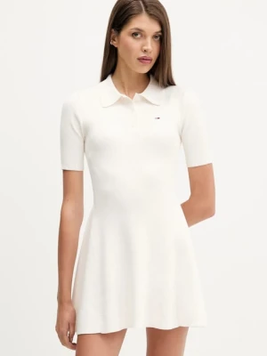 Tommy Jeans sukienka kolor beżowy mini rozkloszowana DW0DW21471