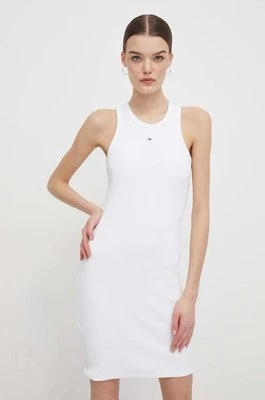 Tommy Jeans sukienka kolor biały mini dopasowana DW0DW17406