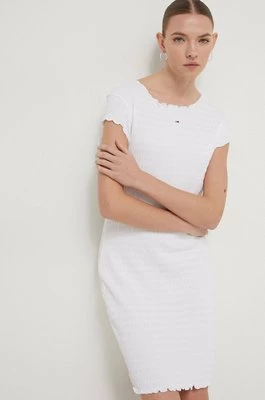 Tommy Jeans sukienka kolor biały mini dopasowana DW0DW17927