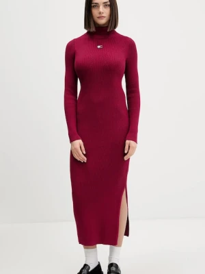 Tommy Jeans sukienka kolor bordowy maxi dopasowana DW0DW21910