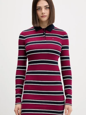 Tommy Jeans sukienka kolor bordowy mini dopasowana DW0DW21901